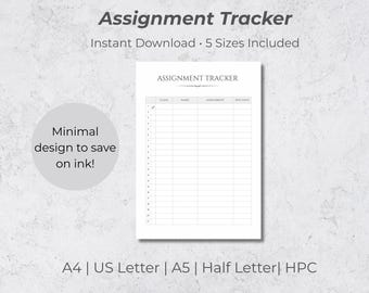 Assignment Tracker for College/ High School students (Digital Download)