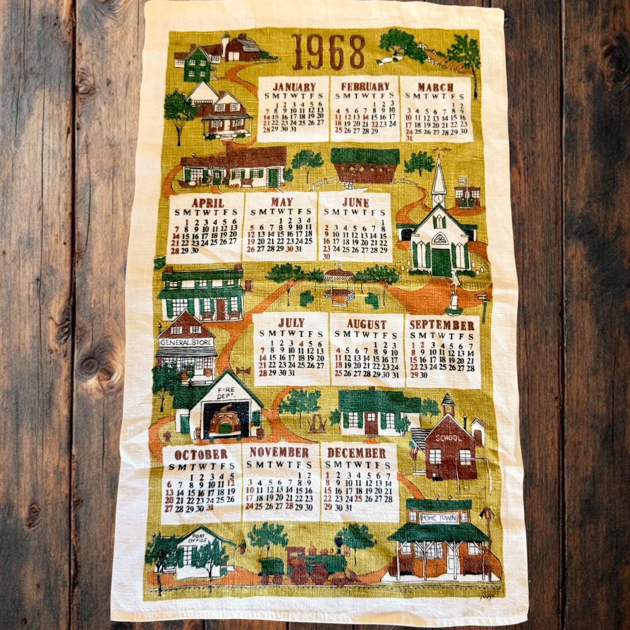 Vintage Cloth Calendar 1968 - Etsy