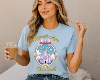 Camiseta con lazo "La mamá más feliz del mundo", camiseta "Mamá mágica", regalo para el Día de la Madre, camiseta gráfica "Mamá adorable", atuendo a juego para viajes familiares