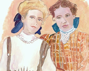 School meisjes gouache foto kleur afdrukken