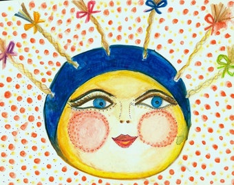ORIGINAL Moon Maiden watercolor