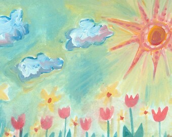 originele aquarel A Sunshine Day
