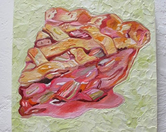 Original Encaustic Painting 1950s Rhubarb Pie