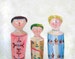 Print Encaustic Beeswax Painting Wooden Dolls color photograph 