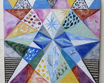 Original Encaustic Painting Geometric original encaustic beeswax painting Free Energy Abstract Earth