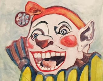 Gouache Clown Amusement Park foto afdrukken