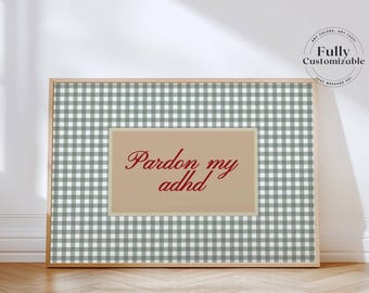 Neurodivergent Wall Art: ADHD Gingham Print