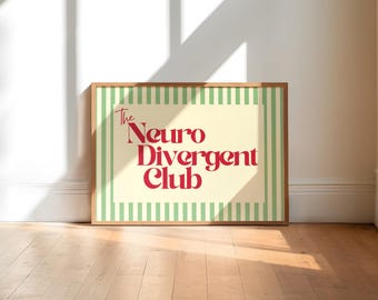 Neurodivergent Club Print: Colorful Maximalist Art, ADHD Autism Pride