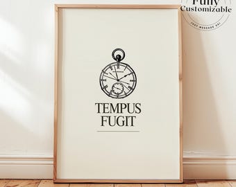 Tempus Fugit Print: Minimalist Latin Quote Wall Art | Time Passes Decor
