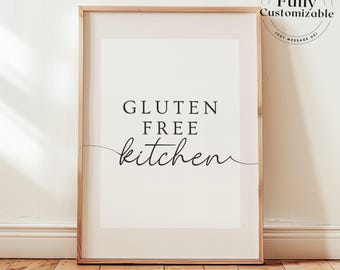 Gluten Free Kitchen Print: Minimalist Foodie Poster | Simple Wall Art