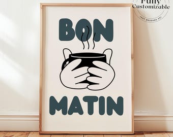 Bon Matin Poster | French Canadian Wall Art, Montréal Quebec Café & Bistro Decor