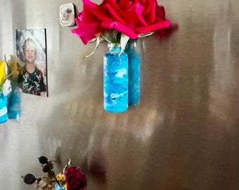   Mini-Glasmagnetvasen - handgemachte Kühlschrank-Blumenhalter