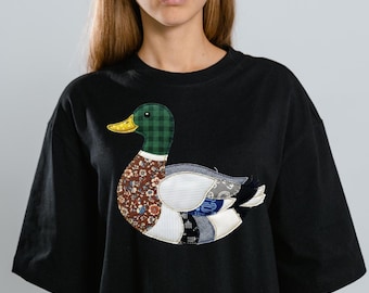 Patchwork Sitting Mallard Duck PNG, Bird Hunting Graphic, Outdoors Nature Digital Download