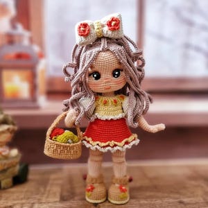 Amigurumi Girl Doll, Crochet Doll, Handmade Fall Decoration, Gift for Daughter, Cute Knitted Doll,Autumn Girl