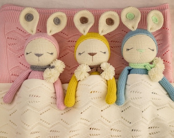 Handmade Amigurumi Bunny Crochet Plush Toy, Baby Shower Gift, Stuffed Animal Doll
