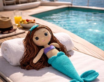 mermaid crochet doll, Little Mermaid Doll, stuffed mermaid doll, Fairy Handmade amigurumi Plush Toy