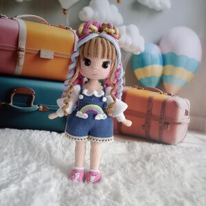 Crochet Doll, Cute Amigurumi Doll for Girls, Standing Handmade Posable Doll, Best Birthday Gift for Girls