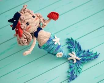 Mermaid Doll, Handmade Crochet Mermaid Toy for Girls, Customized Gift for Granddaughter