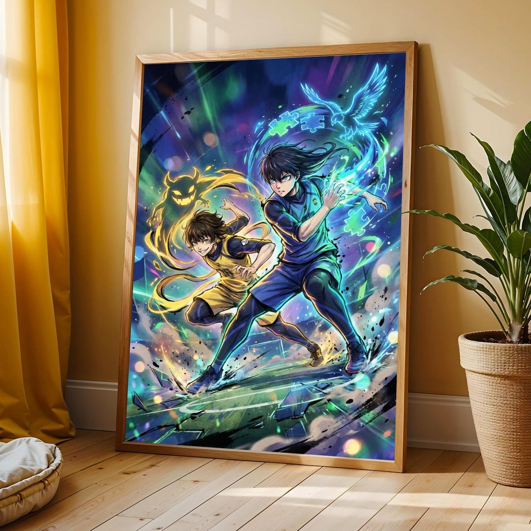 blue-lock-isagi-and-bachira-anime-poster-eagle-and-monster-aura-art