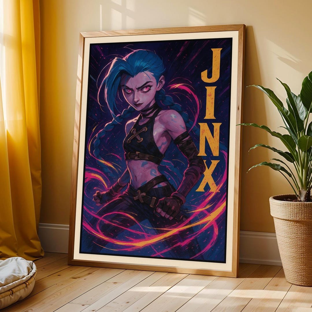 Jinx Arcane Poster Print, Anime Style Gamer Wall Art, League Character ...