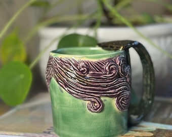 Handmade Ceramic Mug Mermaid Tail Handle