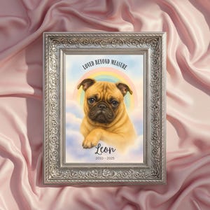 Rainbow Bridge Dog Memorial Portrait | Custom Watercolor Pet Loss Gift | Personalized Digital Art for Pet Lovers