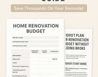 Home Renovation Budget Template | Remodel Cost Planner | User Friendly | Easy | Excel & PDF Expense Tracker | DIY Remodel Budget Spreadsheet
