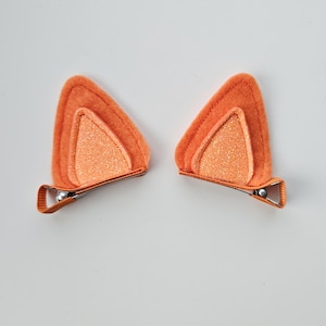 Orange Cat Ears or Dog Ears Halloween Costumes Dress Up Customizable Multiple Colors Set of 2 Clips
