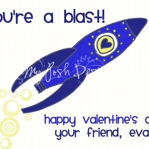 Valentine's Day Cards Printable for Kids You're a Blast Rocket INSTANT DOWNLOAD 5 colors and 2 sizes image 2