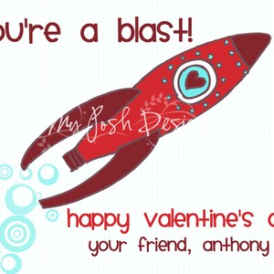 Valentine's Day Cards Printable for Kids You're a Blast Rocket INSTANT DOWNLOAD 5 colors and 2 sizes image 1