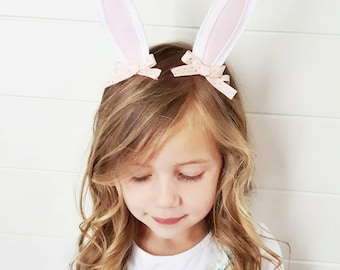 Easter Bunny Ears Hair Clips for White Bunny Rabbit Girl Costumes or Dress Up