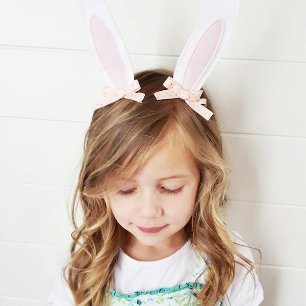 Easter Bunny Ears Hair Clips for White Bunny Rabbit Girl Costumes or Dress Up