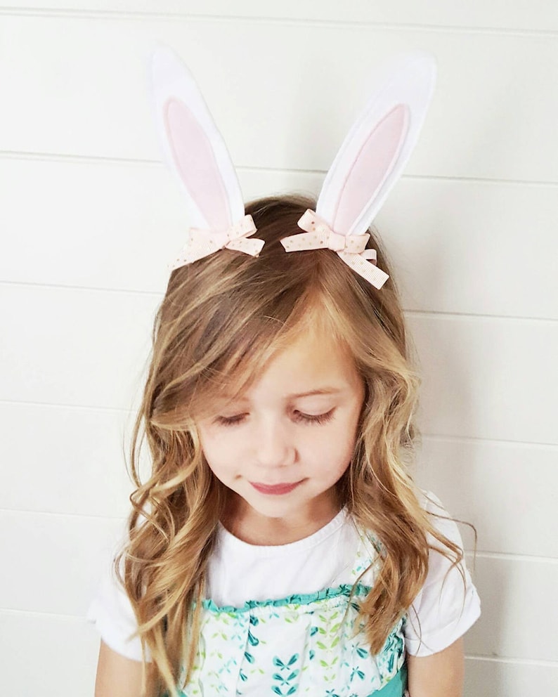 Easter Bunny Ears Hair Clips for White Bunny Rabbit Girl Costumes or Dress Up image 1