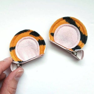 Tiger Ears Hair Clips for Halloween Costumes Dress Up Play Tiger Costume with Custom Colors Set of 2 Clips