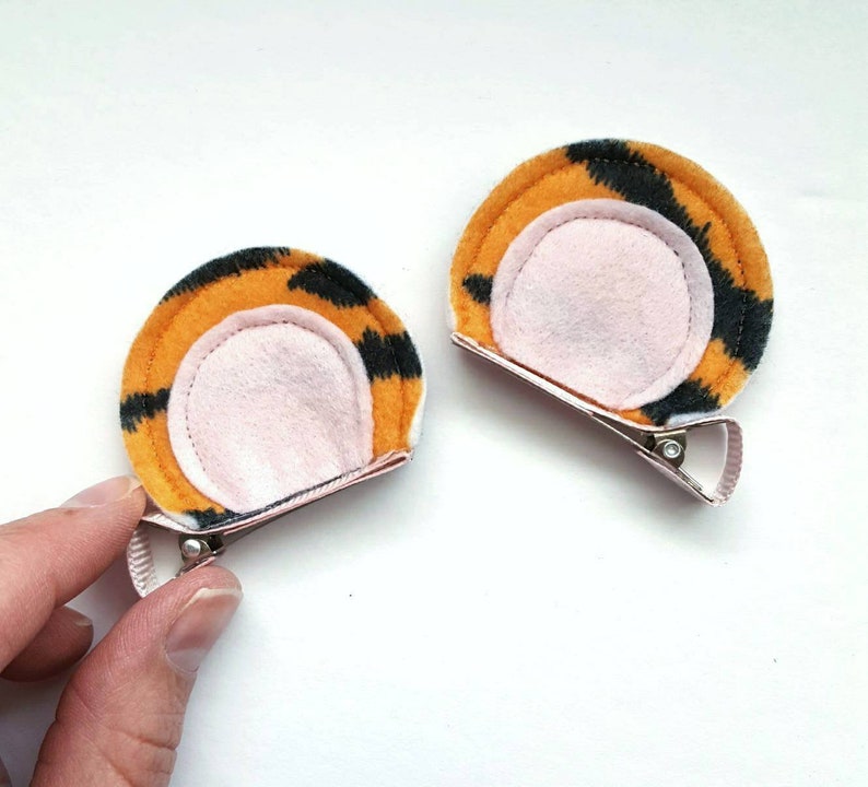 Tiger Ears Hair Clips for Halloween Costumes Dress Up Play Tiger Costume with Custom Colors image 1