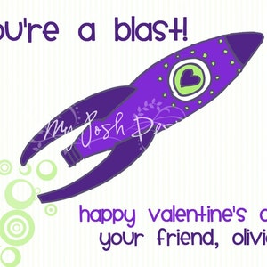 Valentine's Day Cards Printable for Kids You're a Blast Rocket INSTANT DOWNLOAD 5 colors and 2 sizes image 3