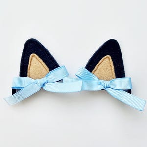 Orejas de gato azul marino o orejas de perro azules, disfraces de Halloween, personalizables, varios colores, juego de 2 clips