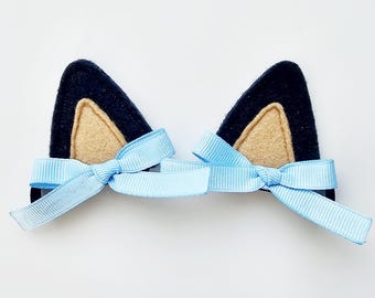Navy Blue Cat Ears or Blue Dog Ears Halloween Costumes Dress Up Customizable Multiple Colors Set of 2 Clips