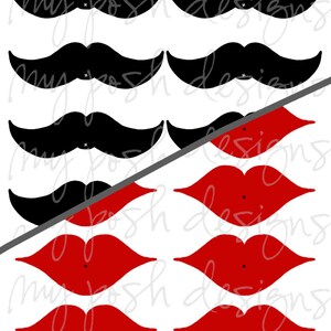 Mustache and Lips PRINTABLES for Suckers Valentine's Day Wedding or Birthday Party Gifts Favors Instant Download image 2