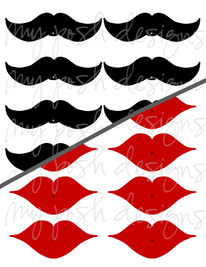 Mustache and Lips PRINTABLES for Suckers Valentine's Day Wedding or Birthday Party Gifts Favors Instant Download image 2