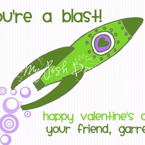 Valentine's Day Cards Printable for Kids You're a Blast Rocket INSTANT DOWNLOAD 5 colors and 2 sizes image 4