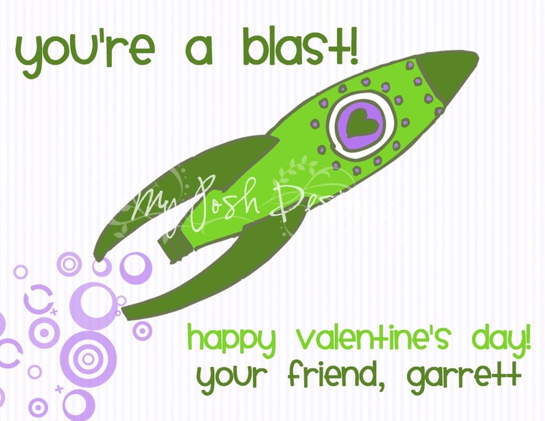 Valentine's Day Cards Printable for Kids You're a Blast Rocket INSTANT DOWNLOAD 5 colors and 2 sizes image 4