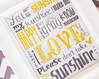 CLEARANCE--possible minimal damage* You Are My Sunshine Subway Art Print 8X10