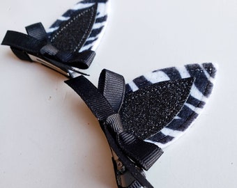 Zebra Ears Hair Clips, Halloween Costume or Dress Up Accessories (Set of 2)