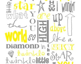 Twinkle Twinkle Little Star Nursery Subway Art INSTANT DOWNLOAD set of Eight 8X10/16x20 Digital Printable JPEG Files Multiple Colors