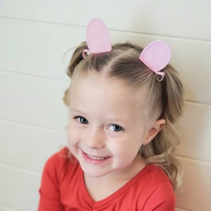Pink Pig Piglet Costume Ears Hair Clips Rounded or Pointed ears Set of 2 Clips