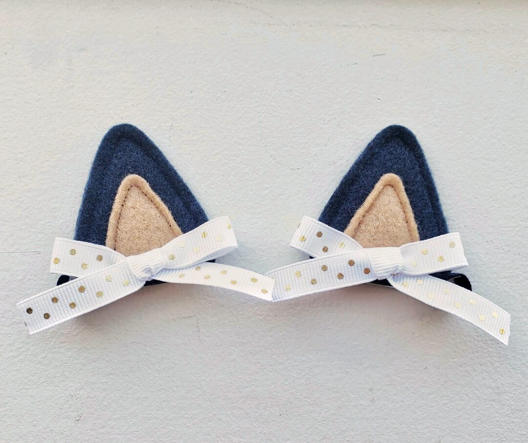 Navy Blue Cat Ears or Dog Ears Halloween Costumes Dress up Customizable Multiple Colors Set of 2