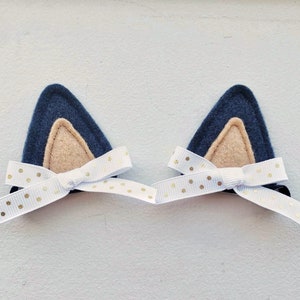 Navy Blue Cat Ears or Dog Ears Halloween Costumes Dress Up Customizable Multiple Colors Set of 2 Clips