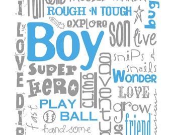 All Boy Subway Art for Nursery or Bedroom INSTANT DOWNLOAD set of Eight 8X10/16x20 Digital Printable JPEG Files Multiple Colors