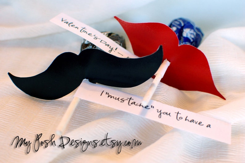 Mustache and Lips PRINTABLES for Suckers Valentine's Day Wedding or Birthday Party Gifts Favors Instant Download image 1